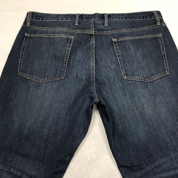 GAP Jean Men 38x30 Authentic Straight Dark Wash Whiskered Preppy Academia - Picture 5 of 15